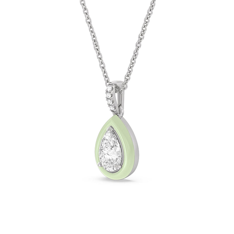 Pear Bezel Drop Necklace in Ceramic