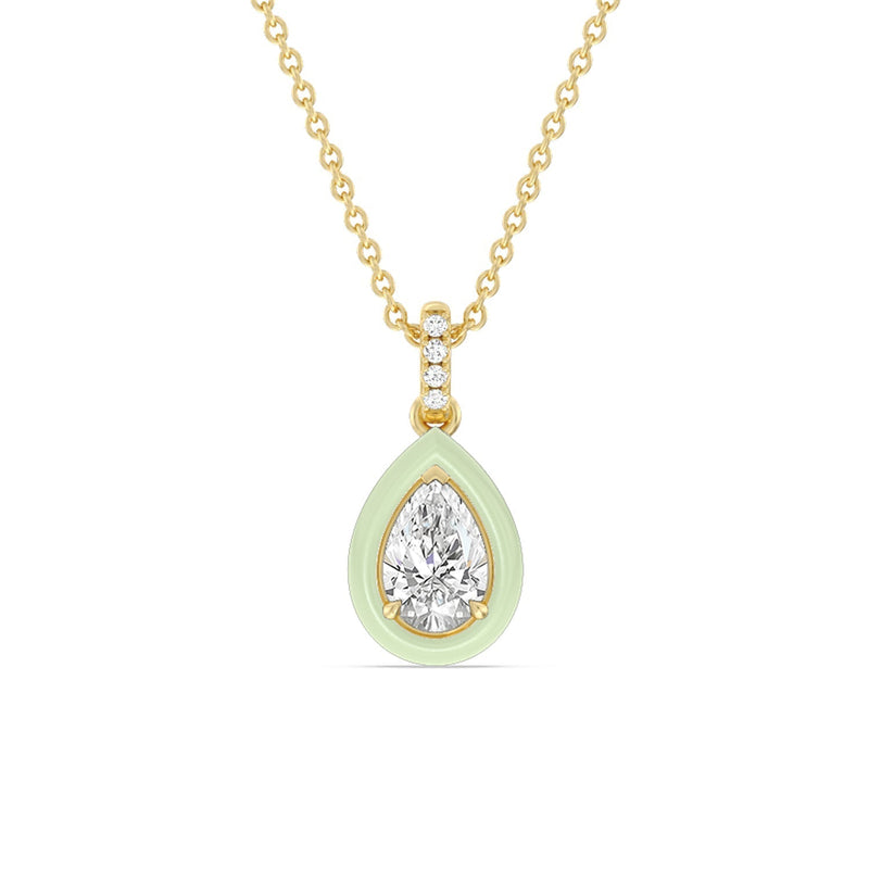 Pear Bezel Drop Necklace in Ceramic