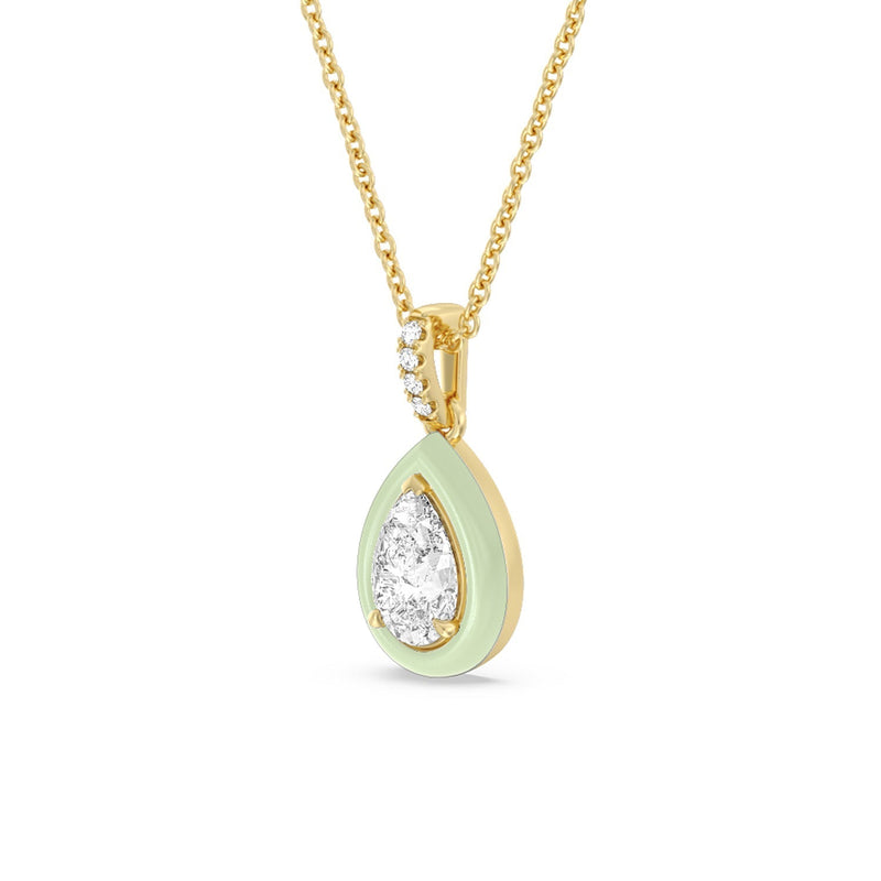 Pear Bezel Drop Necklace in Ceramic