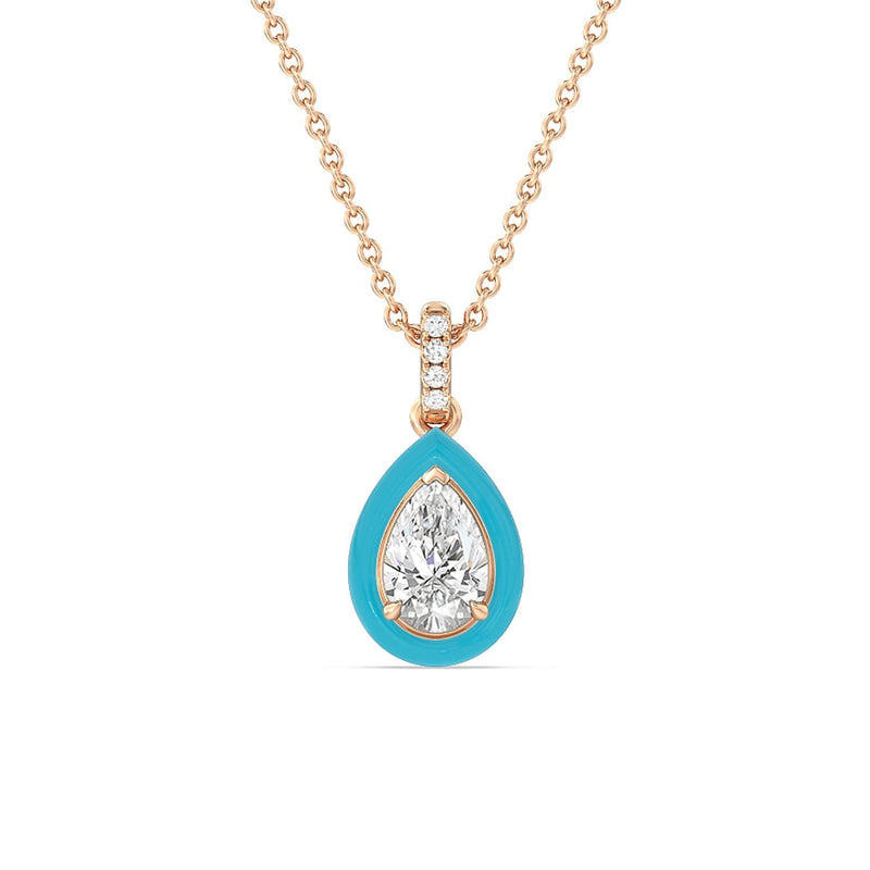 Pear Bezel Drop Necklace in Ceramic