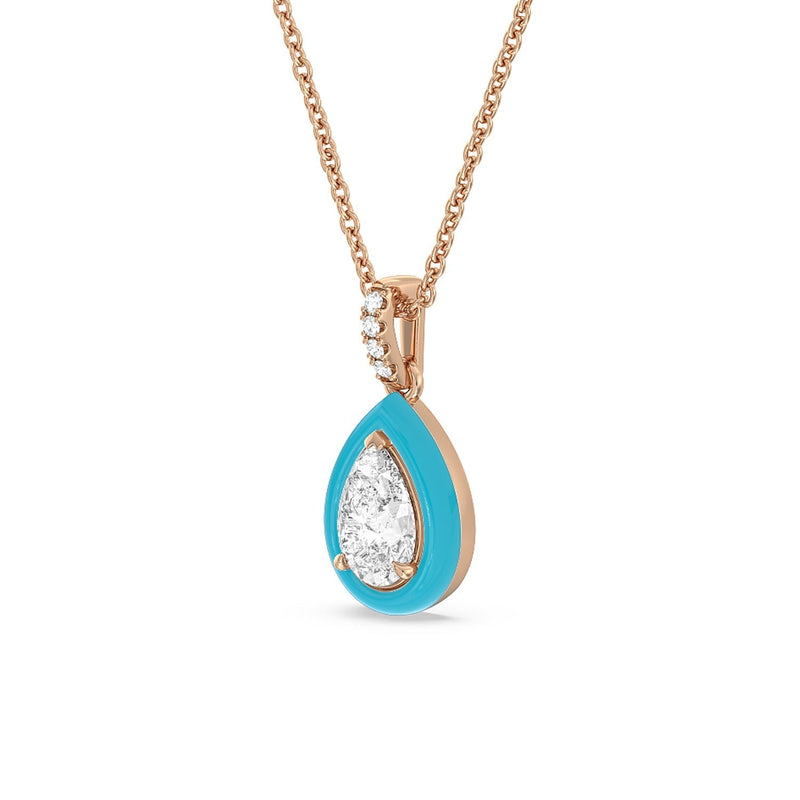 Pear Bezel Drop Necklace in Ceramic