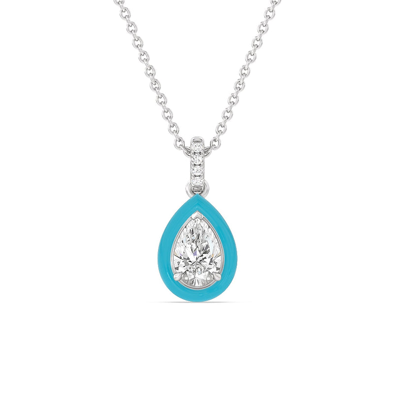 Pear Bezel Drop Necklace in Ceramic