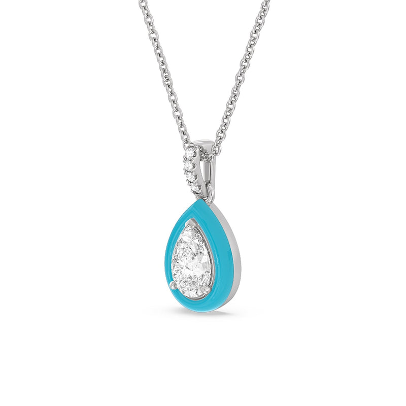 Pear Bezel Drop Necklace in Ceramic