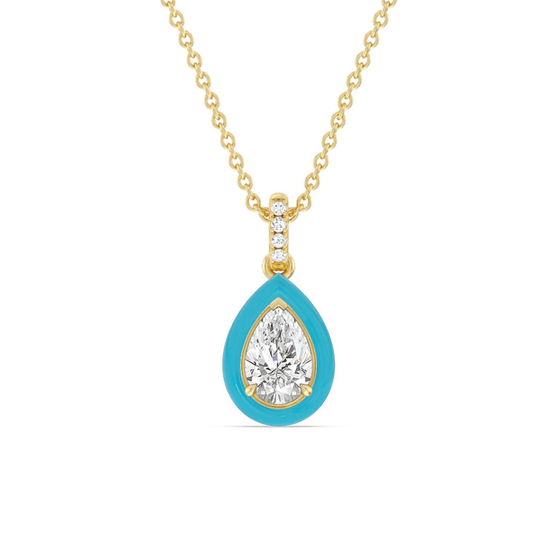 Pear Bezel Drop Necklace in Ceramic
