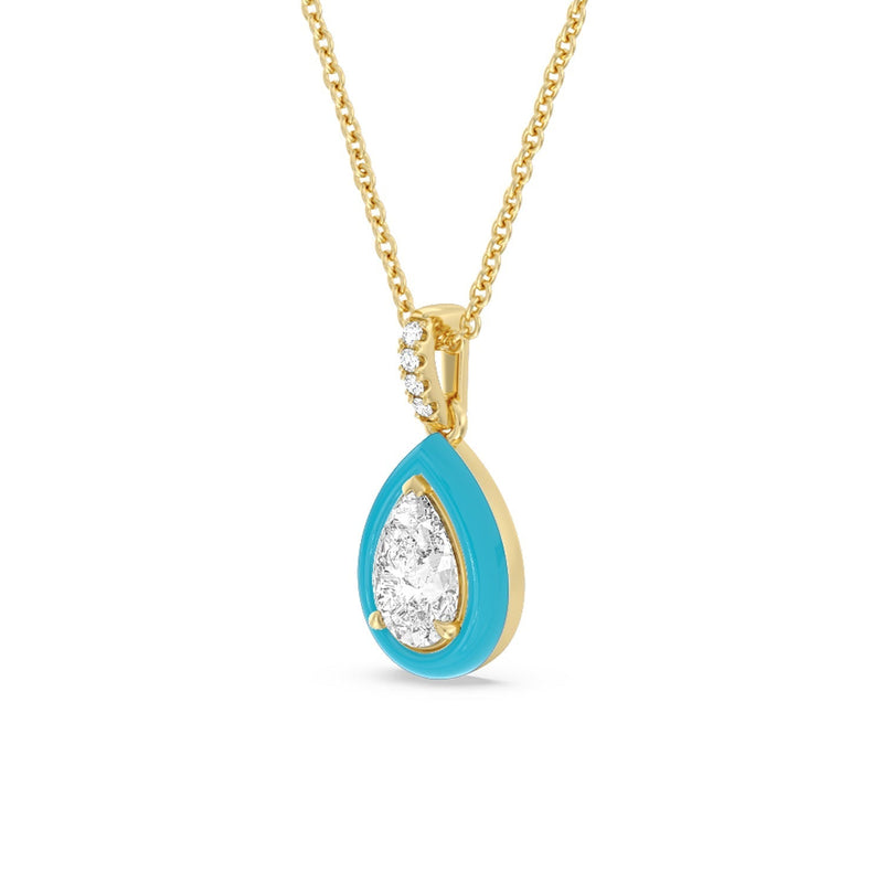 Pear Bezel Drop Necklace in Ceramic