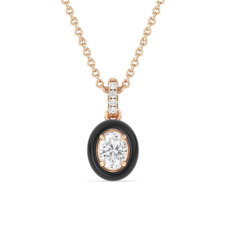 Oval Bezel Drop Necklace in Ceramic