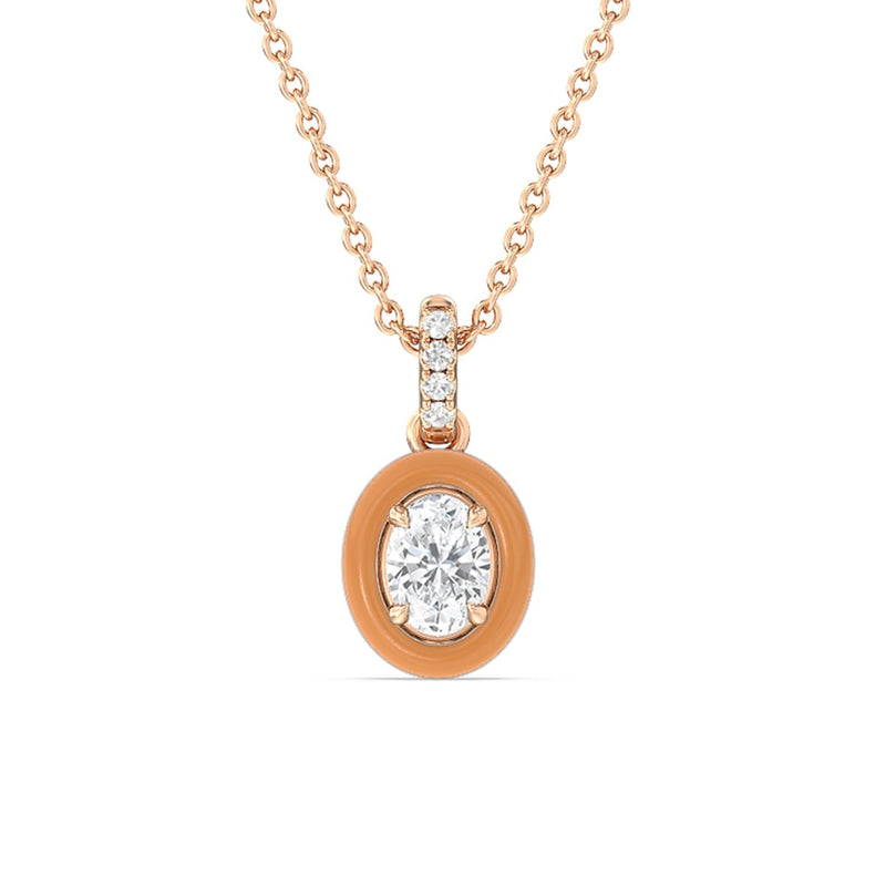 Oval Bezel Drop Necklace in Ceramic