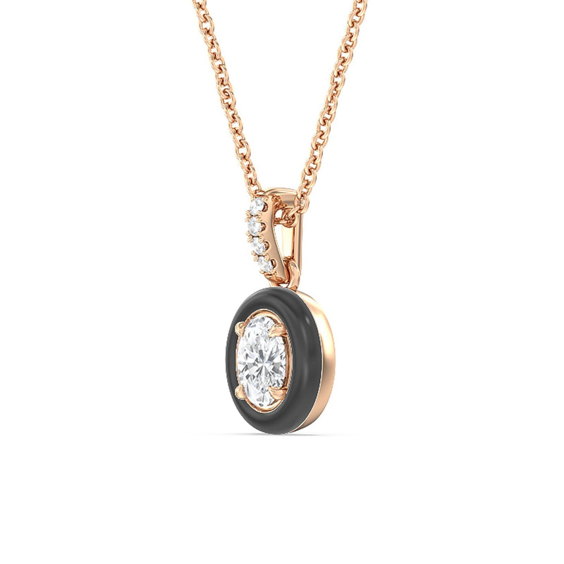 Oval Bezel Drop Necklace in Ceramic