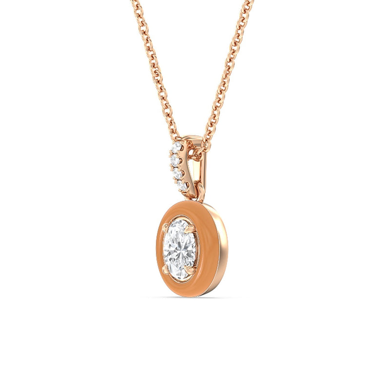 Oval Bezel Drop Necklace in Ceramic