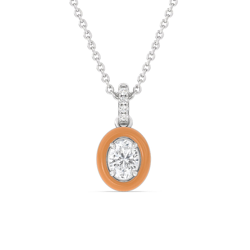 Oval Bezel Drop Necklace in Ceramic