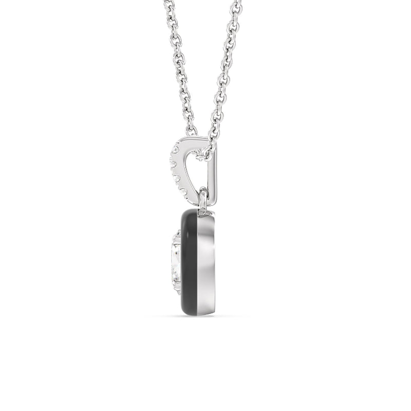 Oval Bezel Drop Necklace in Ceramic