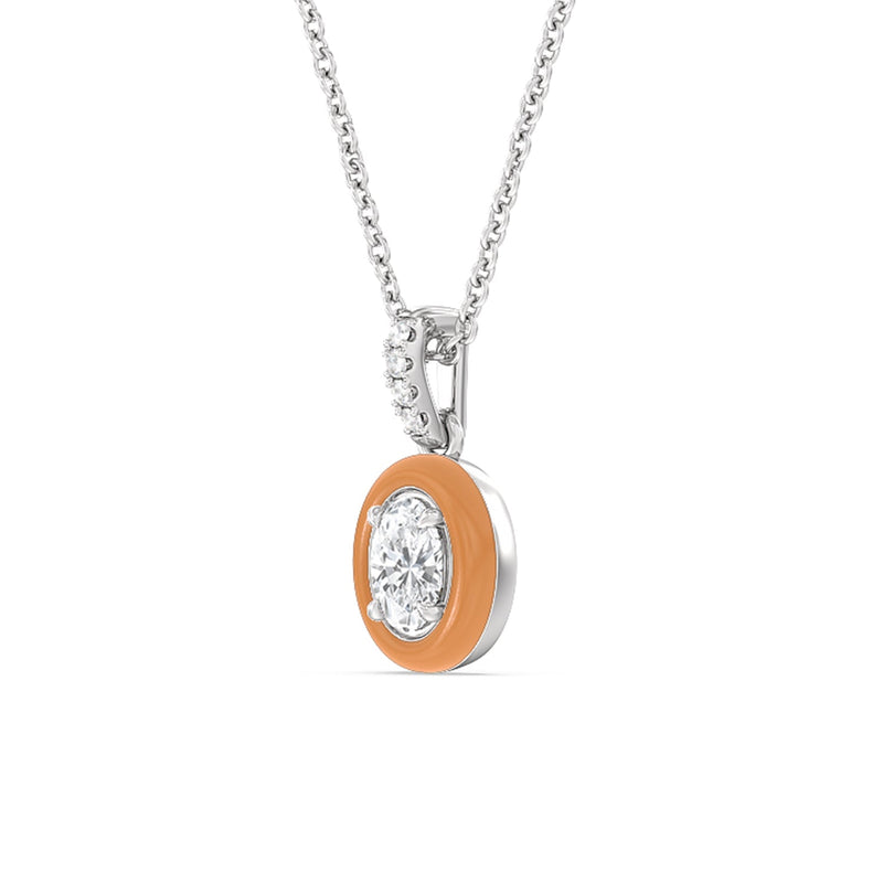 Oval Bezel Drop Necklace in Ceramic