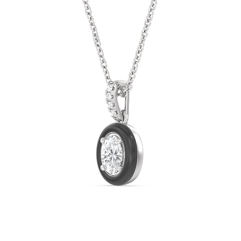 Oval Bezel Drop Necklace in Ceramic