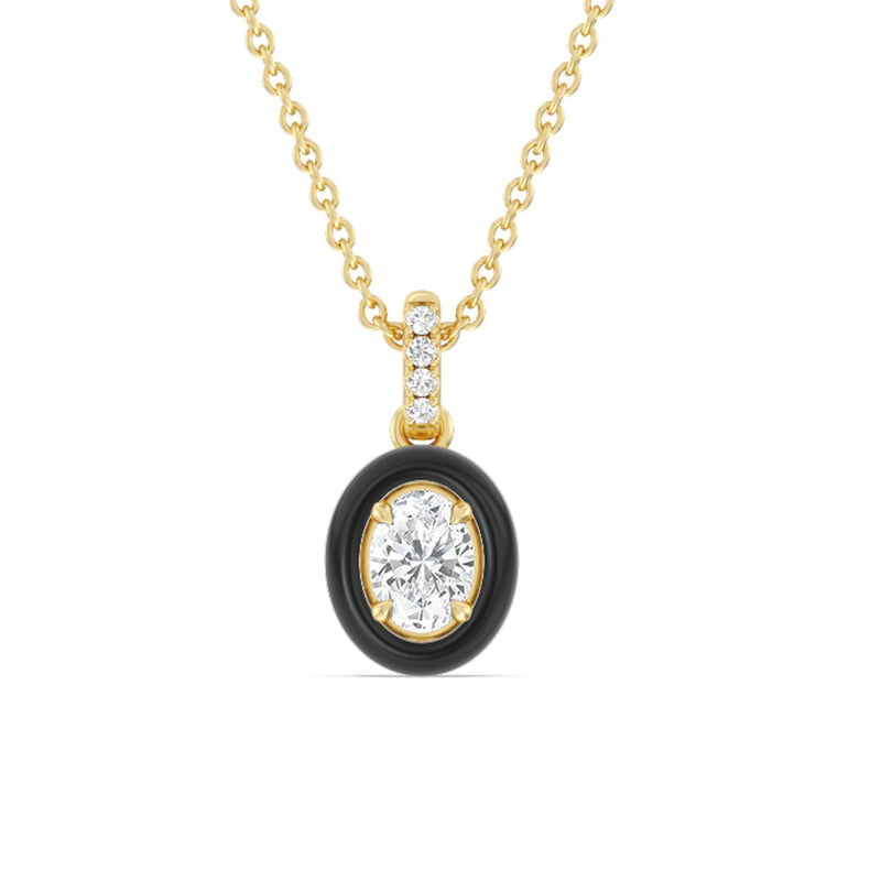 Oval Bezel Drop Necklace in Ceramic