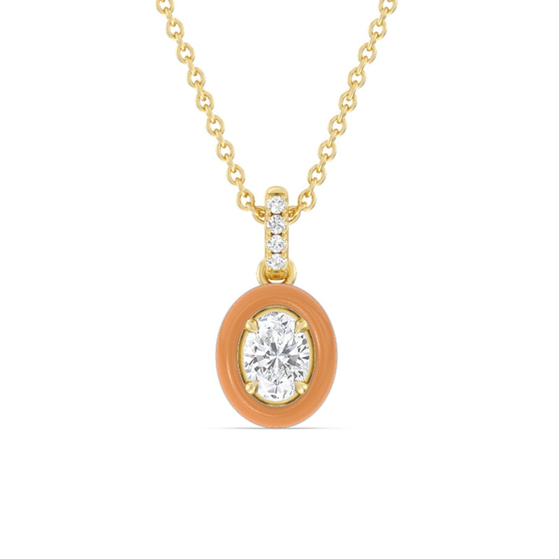 Oval Bezel Drop Necklace in Ceramic
