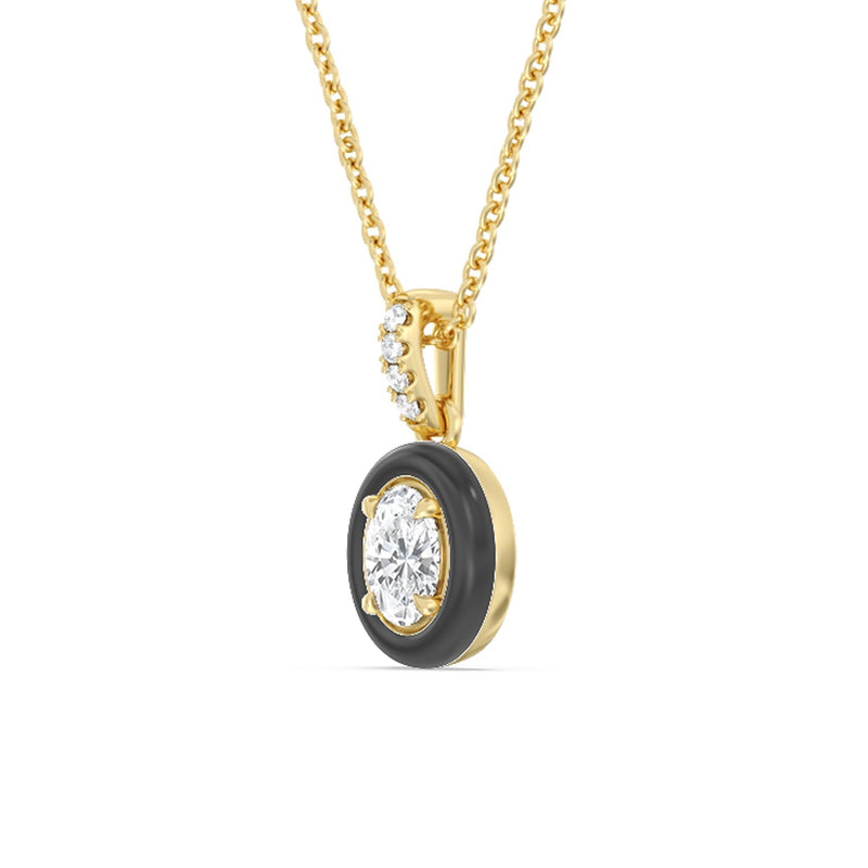 Oval Bezel Drop Necklace in Ceramic