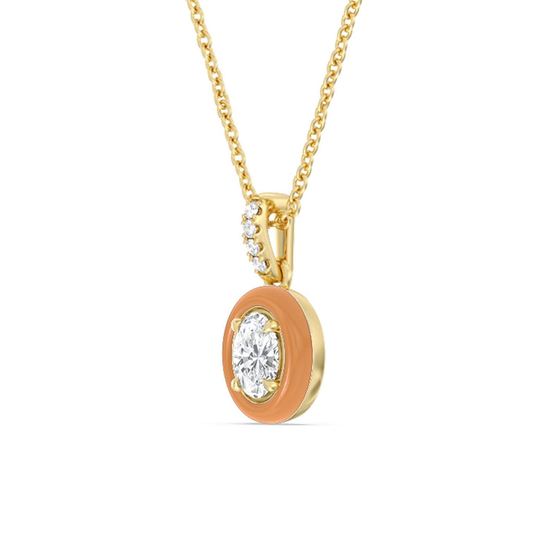 Oval Bezel Drop Necklace in Ceramic