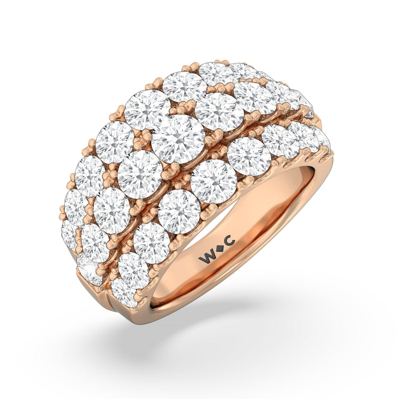 Classic Three Row Modulated Diamond Anniversary Ring (F+ SI+)