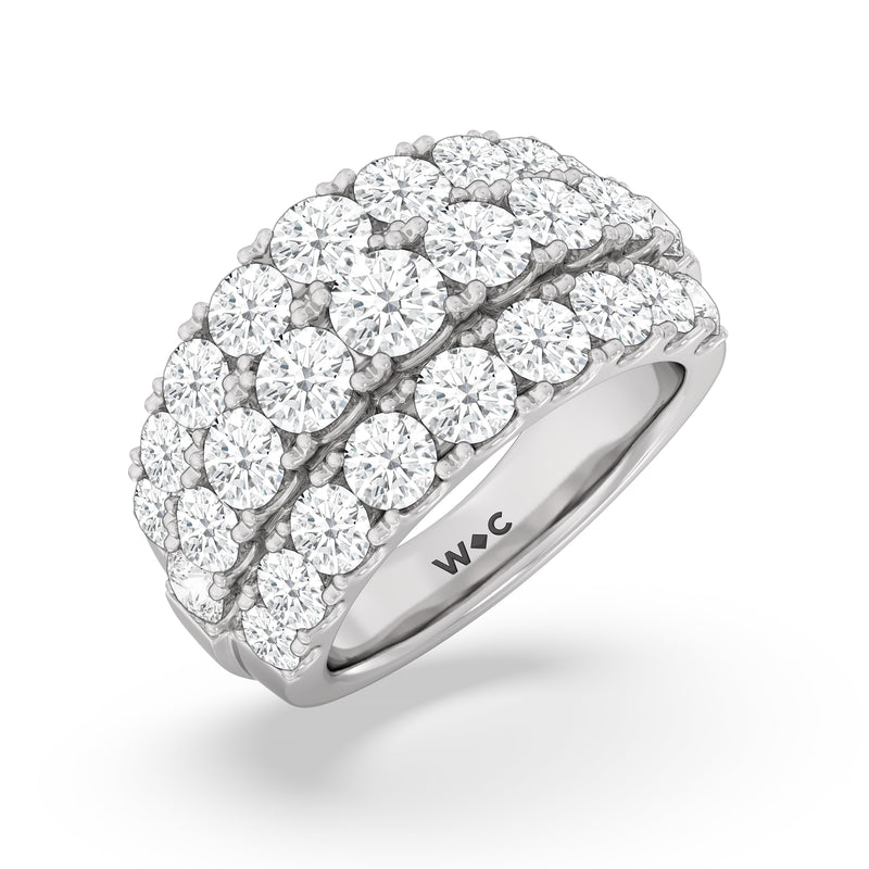 Classic Three Row Modulated Diamond Anniversary Ring (F+ SI+)