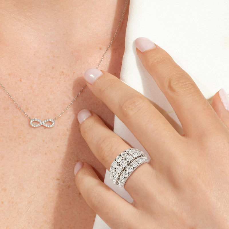 Classic Three Row Modulated Diamond Anniversary Ring (F+ SI+)