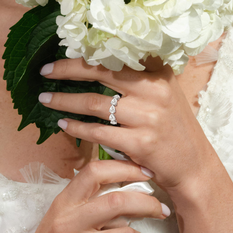 Trailing Pear Diamond Anniversary Ring