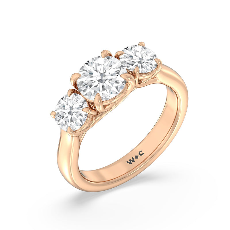 Classic Three Stone Round Brilliant Cut Diamond Ring (F+ SI+)