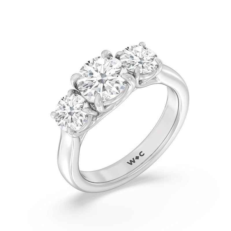 Classic Three Stone Round Brilliant Cut Diamond Ring (F+ SI+)