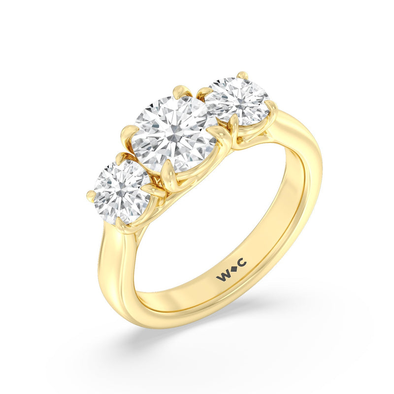 Classic Three Stone Round Brilliant Cut Diamond Ring (F+ SI+)