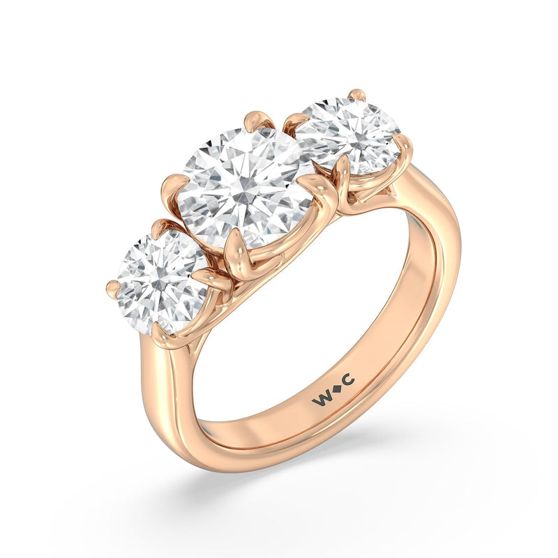 Classic Three Stone Round Brilliant Cut Diamond Ring (F+ SI+)