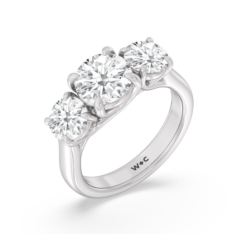 Classic Three Stone Round Brilliant Cut Diamond Ring (F+ SI+)