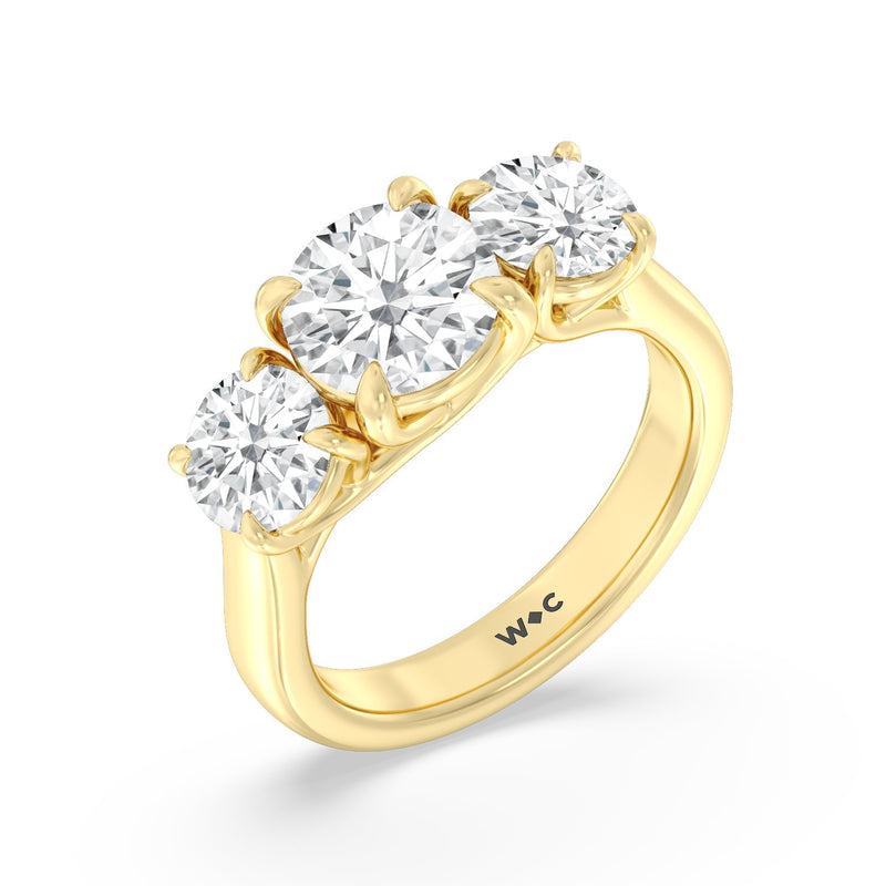 Classic Three Stone Round Brilliant Cut Diamond Ring (F+ SI+)