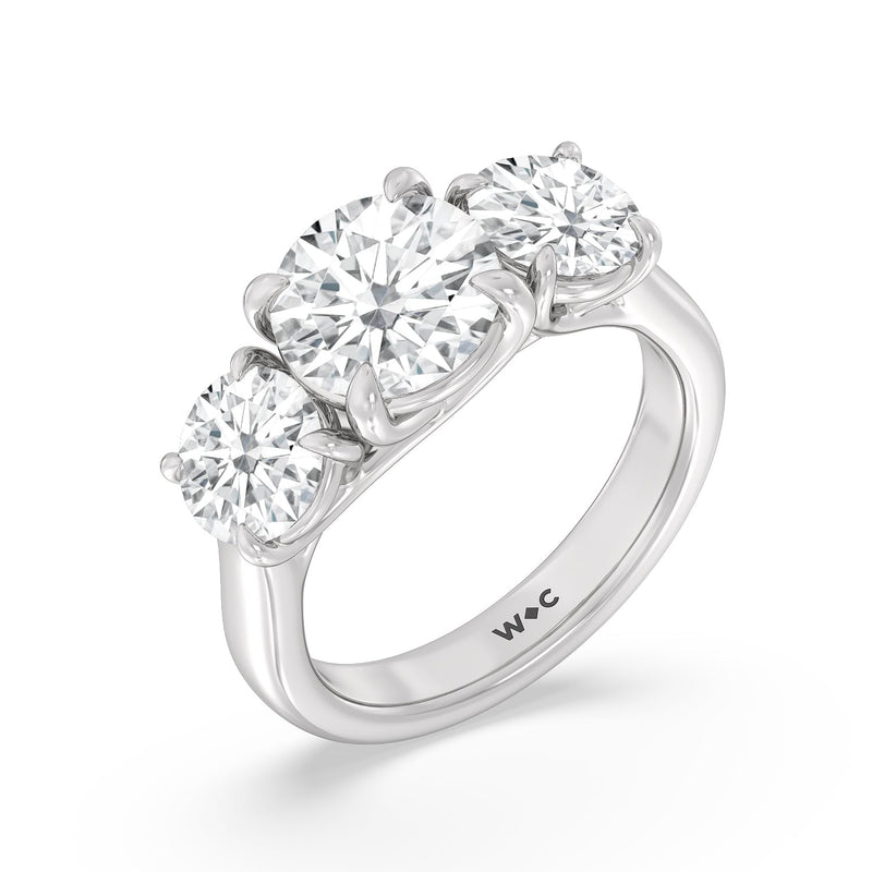 Classic Three Stone Round Brilliant Cut Diamond Ring (F+ SI+)