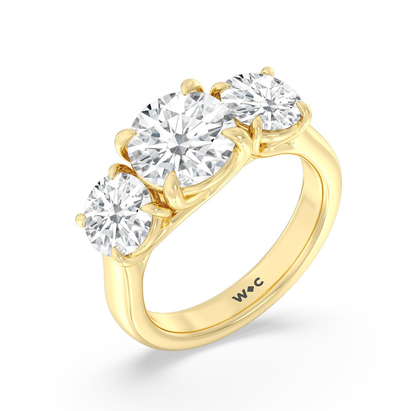 Classic Three Stone Round Brilliant Cut Diamond Ring (F+ SI+)
