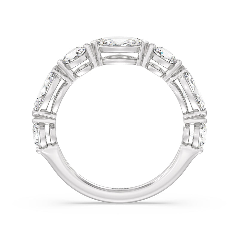 Alternating Marquise and Round Diamond Anniversary Ring