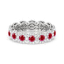 Created Ruby Round Halo Eternity Ring