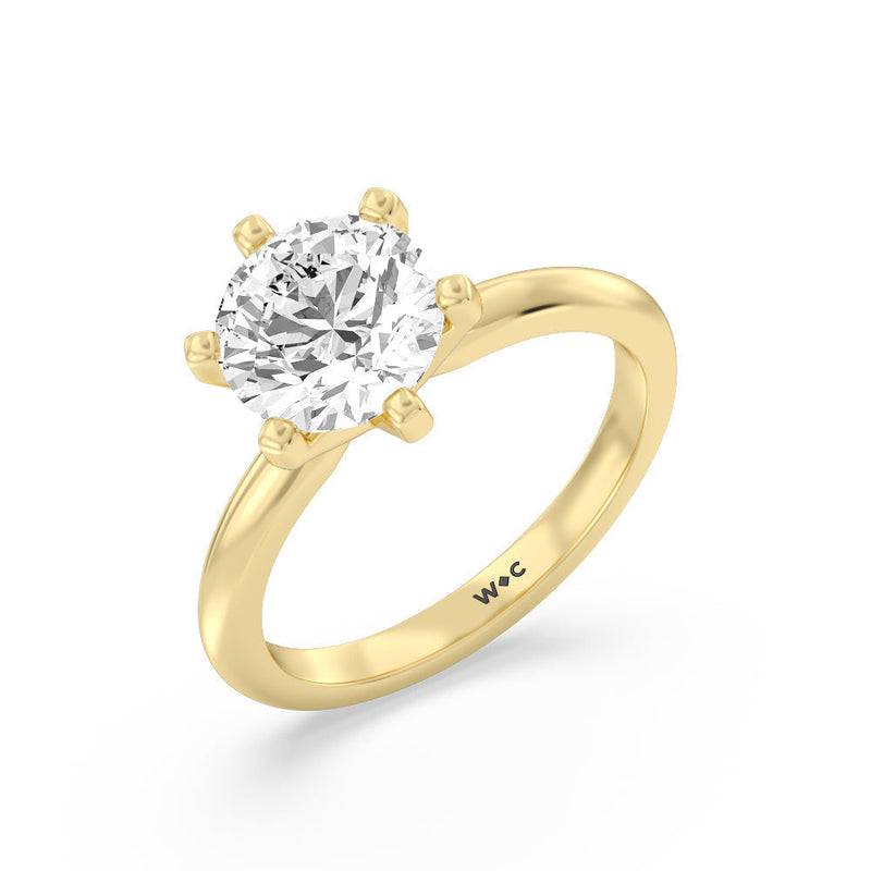 1 ct Round Classic Six Prong Solitaire Diamond Lab Diamond Engagement Ring