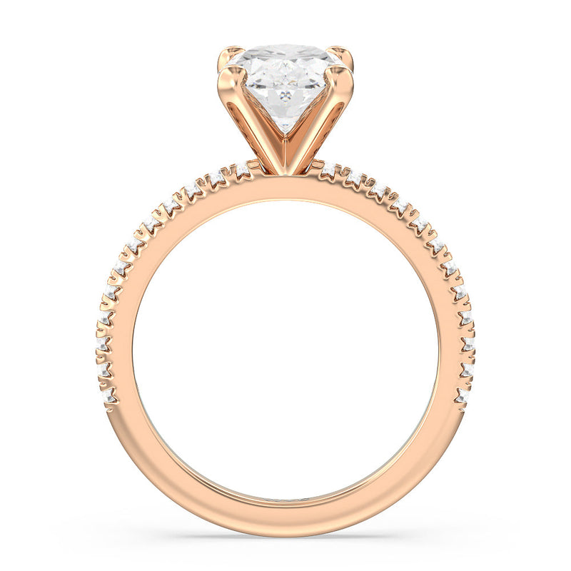 French Cut Pave Diamond Engagement Ring
