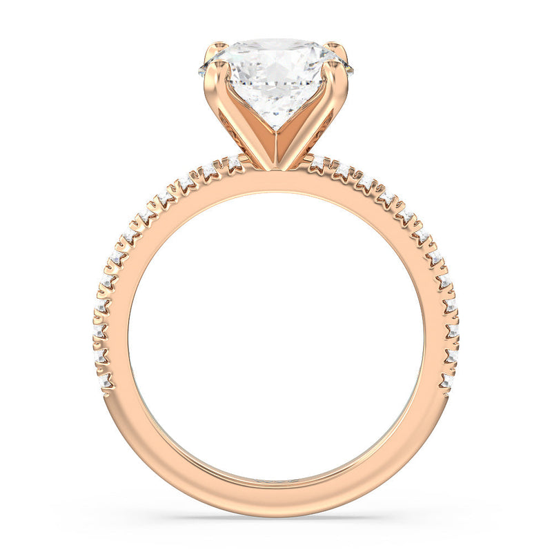 French Cut Pave Diamond Engagement Ring