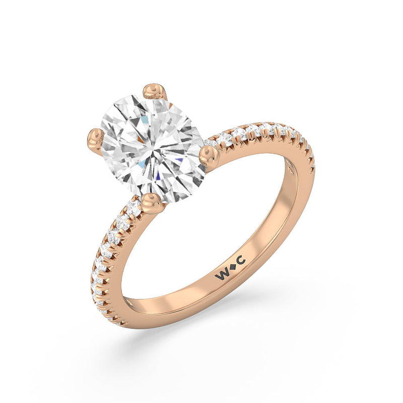 French Cut Pave Diamond Engagement Ring