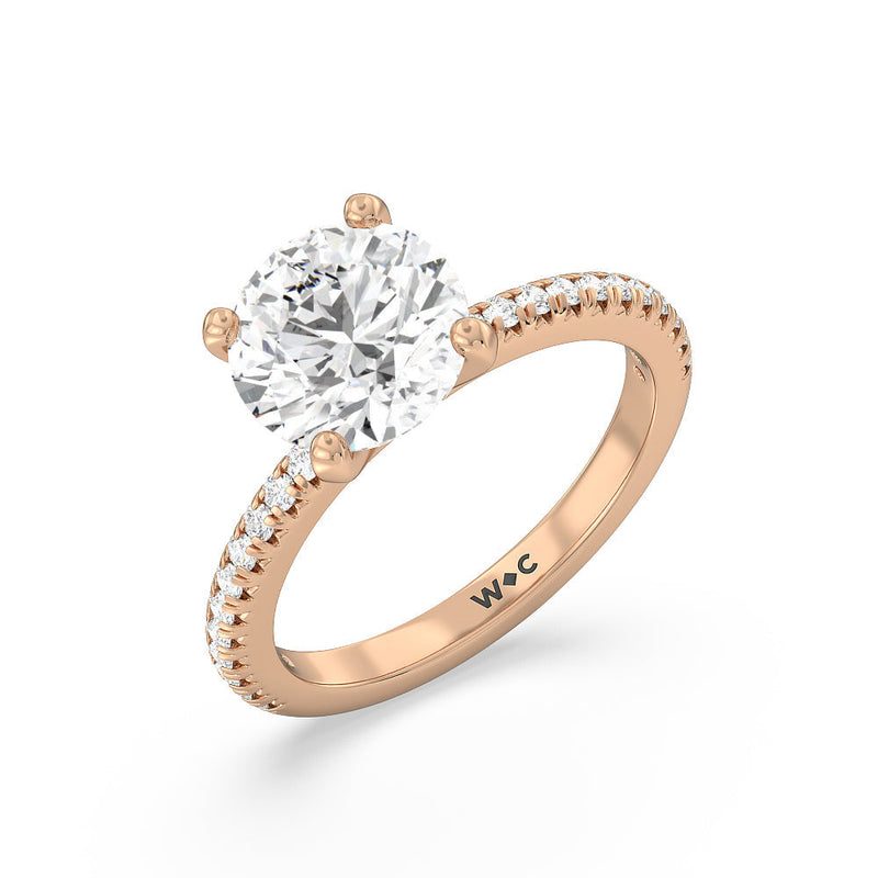 French Cut Pave Diamond Engagement Ring