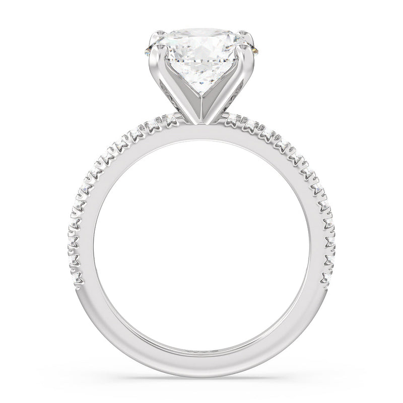 French Cut Pave Diamond Engagement Ring