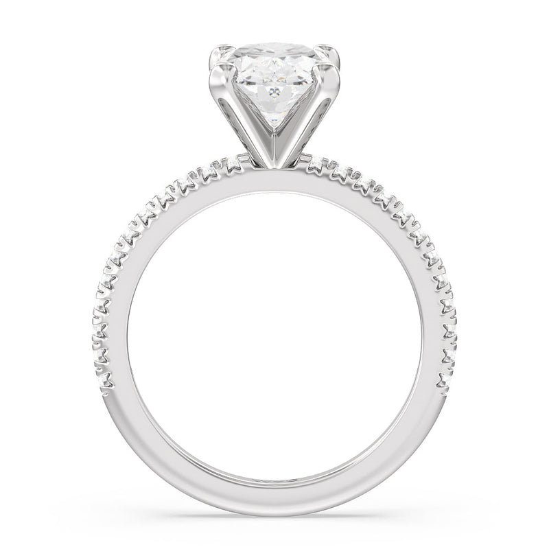 French Cut Pave Diamond Engagement Ring