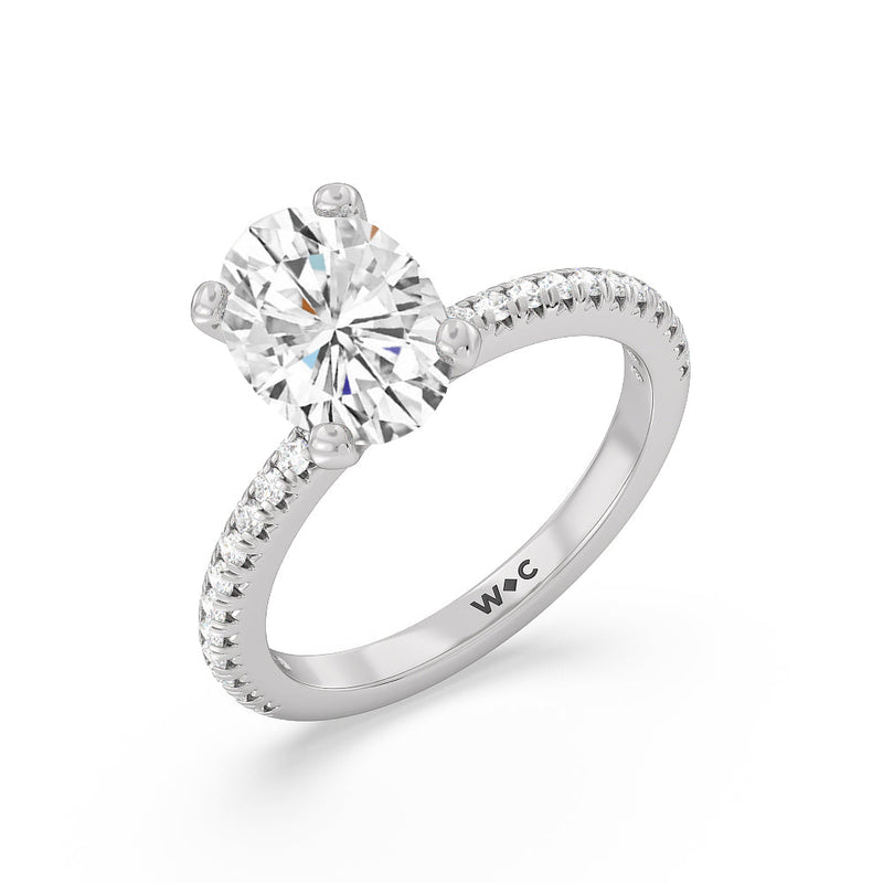 French Cut Pave Diamond Engagement Ring