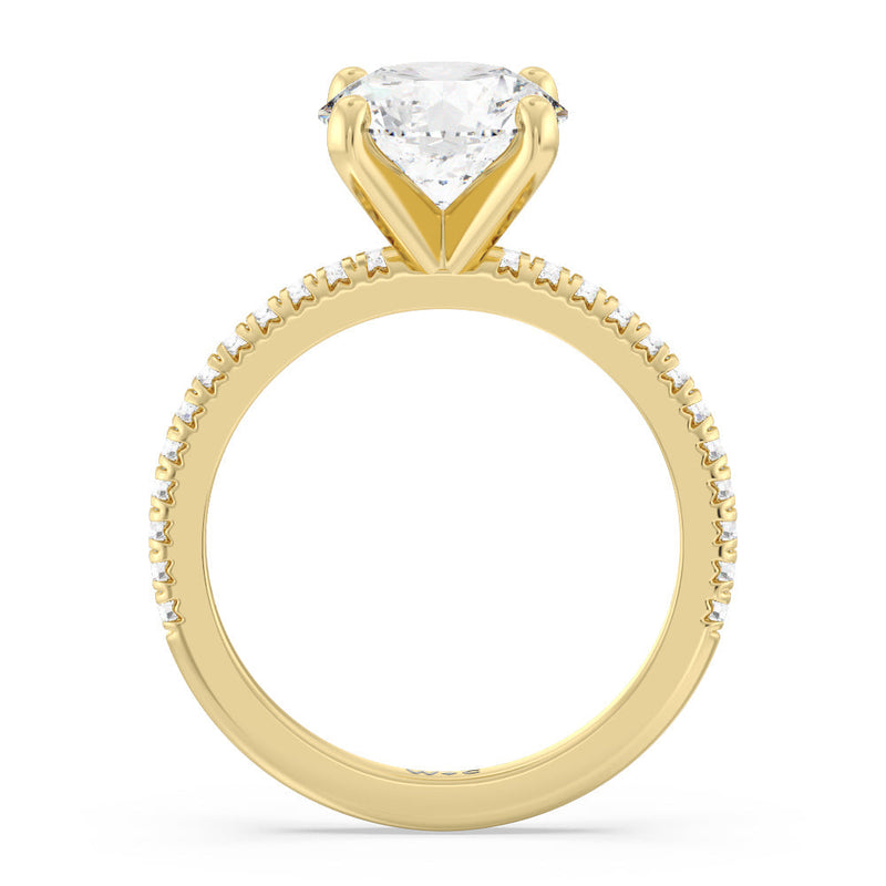 French Cut Pave Diamond Engagement Ring