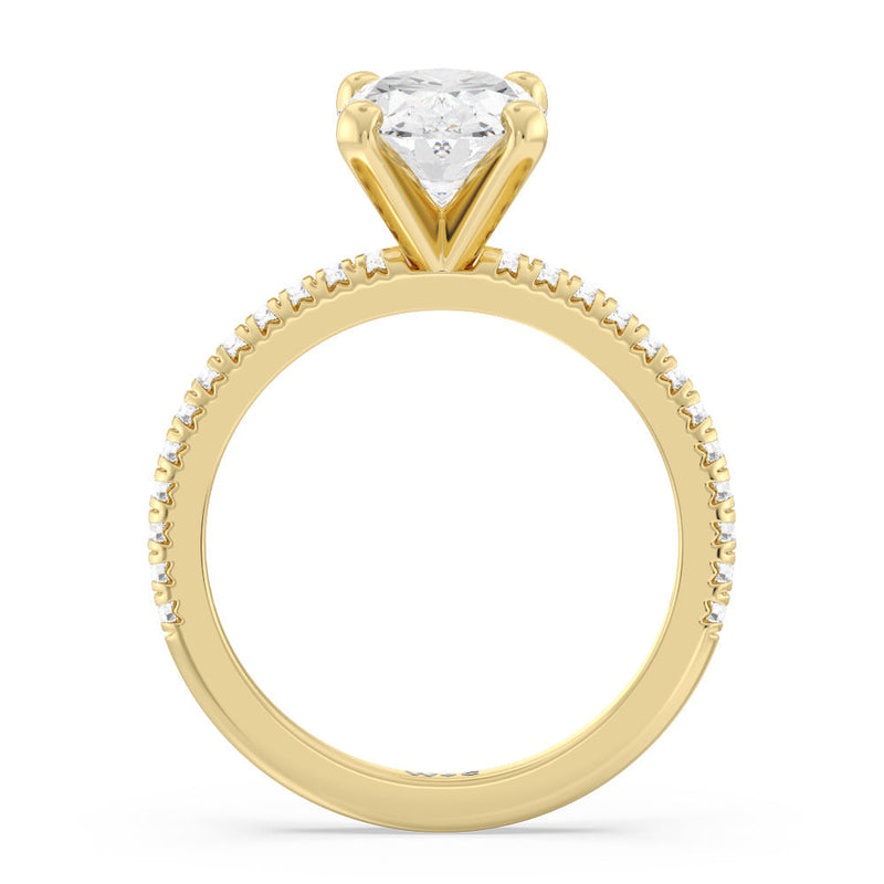 French Cut Pave Diamond Engagement Ring