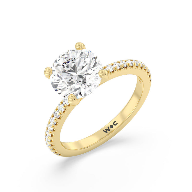 French Cut Pave Diamond Engagement Ring