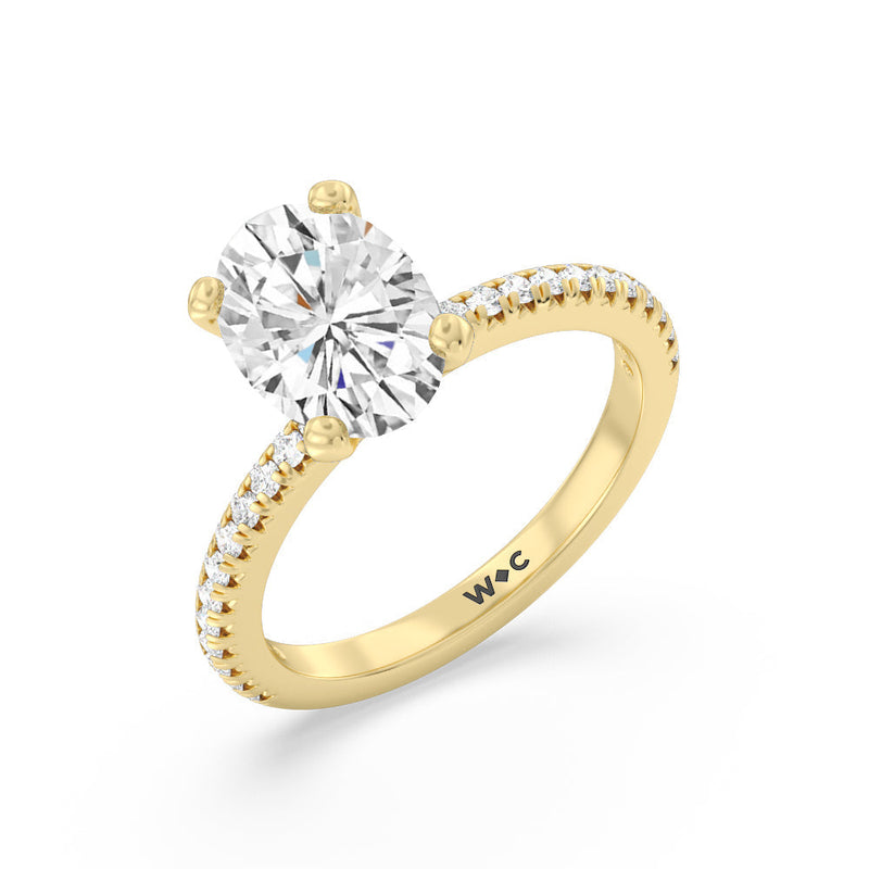 French Cut Pave Diamond Engagement Ring