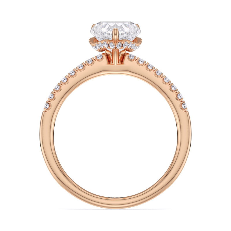 Arc Hidden Halo Engagement Ring