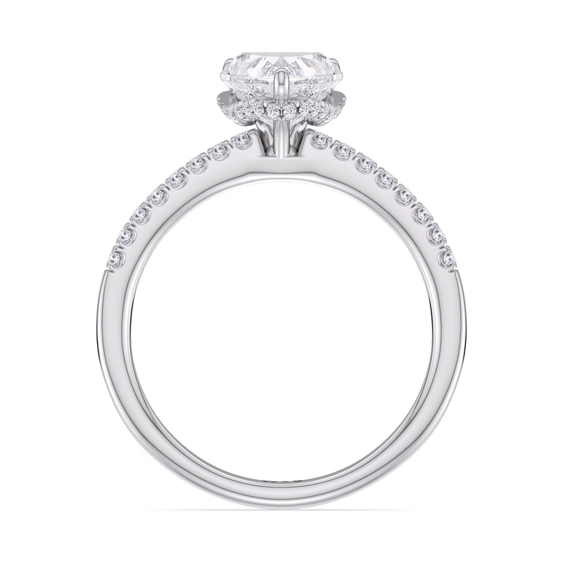 Arc Hidden Halo Engagement Ring