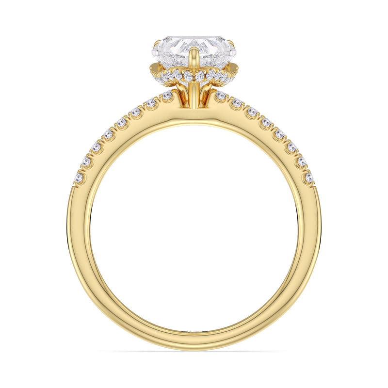 Arc Hidden Halo Engagement Ring